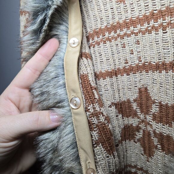 Flying‎ Tomato Angora Blend Brown Sweater- Removable Fur Collar Sz Small - Picture 6 of 6